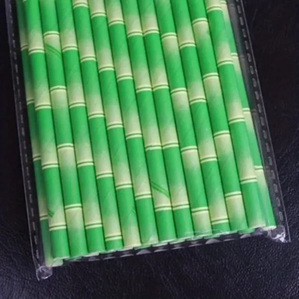Batch Green Bamboo Straws, Drinking Straws, Hawwaii Theme Party - 图片 3